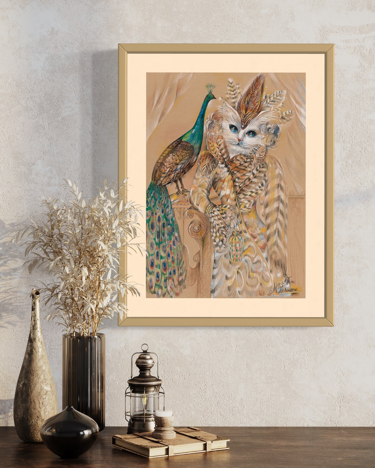 Die Katze und der Pfau