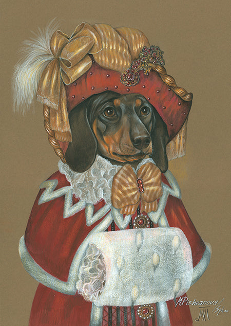 Dackel (mit einem Muff)