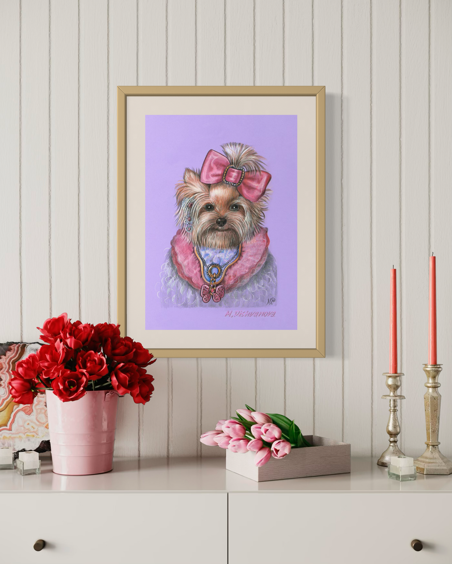Yorkie in Pink
