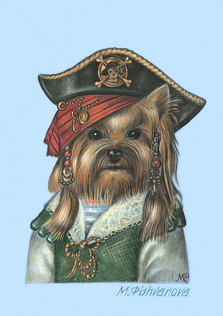 Yorkie Art Print | Pirate | Brave Dogs Animal Century – Pishvanova Artists