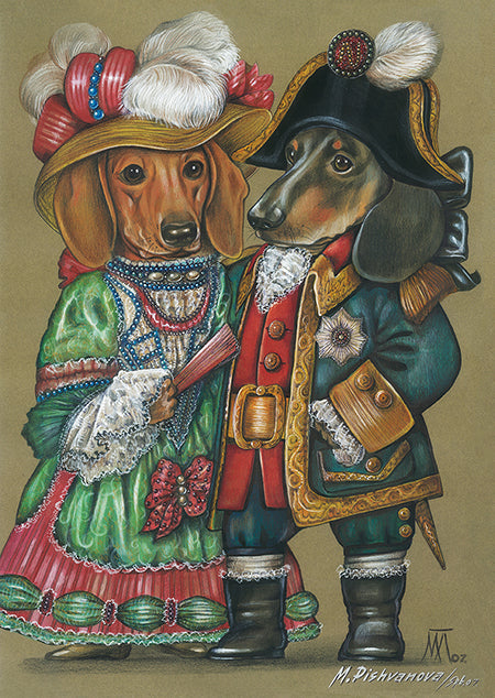 Dachshund_Couple_ArtPrint_AnimalCentury